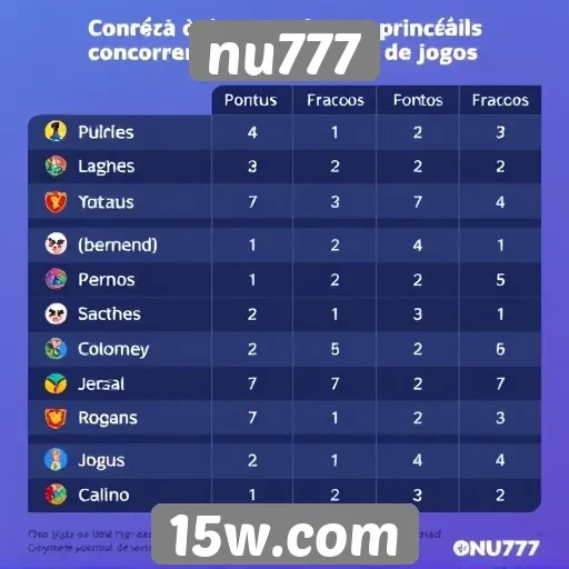 Desempenho do nu777 em comparação a concorrentes